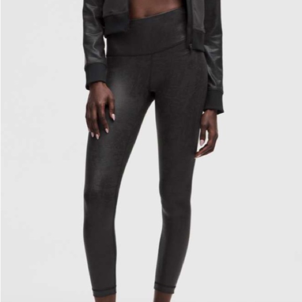 Lululemon Wunder Train High-Rise Tight 25" *Matte Foil Matte Shine Black Size 0